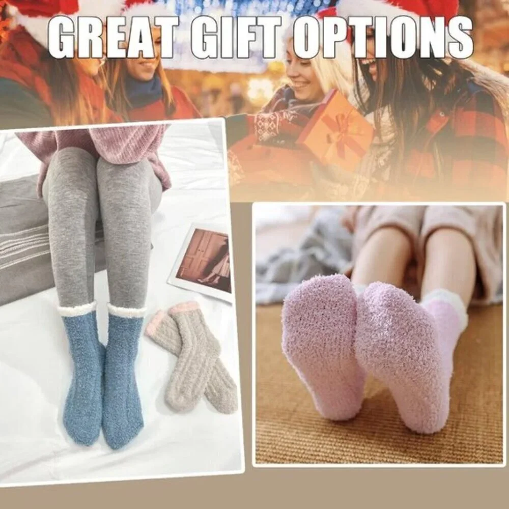 Ginmewrae Womens Cozy Fuzzy Socks Fluffy Slipper Winter Warm 6-Pack US 5-10